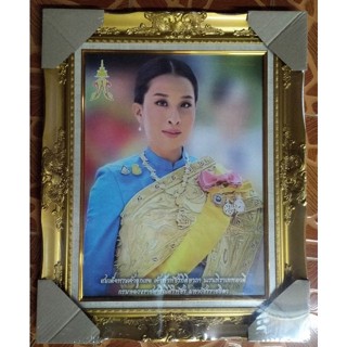 กรอบรูปกระจกหลุยส์สีทอง ภาพพระองค์ภา ขนาดรวมกรอบ 21×26 นิ้ว