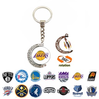 พวงกุญแจ จี้โลโก้ทีม NBA Lakers Warriors 76er Time Stone Crescent สําหรับแขวนตกแต่งรถยนต์