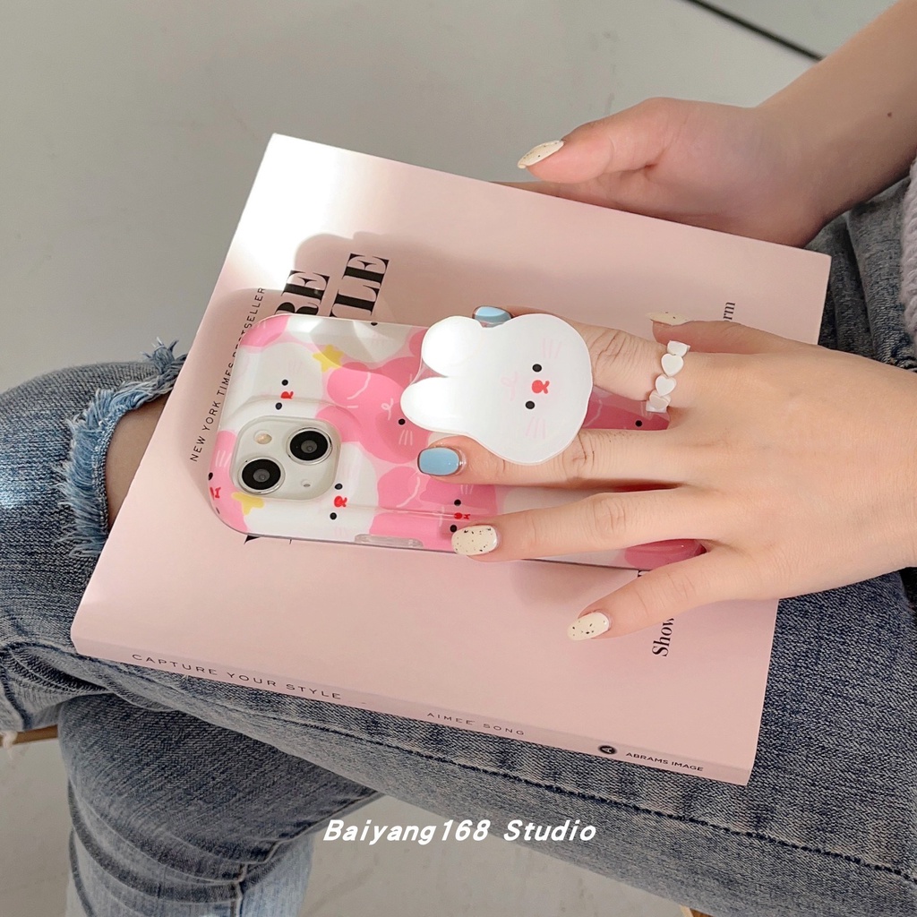 เคส สำหรับ ไอโฟน เคสซิลิโคน สินค้าพร้อมส่งจากไทย สำหรับ Iphone 14 13 12 11 Pro max เคสกระต่ายหน้าชมพูขาว+ไอริงTPU-S1263 - รูปที่ 4