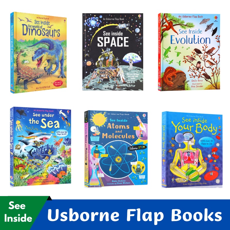 Usborne Lift The Flap See Inside Board Books for Kids English learning หนังสือเด็ก หนังสือเด็กภาษาอังกฤษ สมุดหัดเขียน