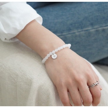 [Delixir Korea] สร้อยข้อมือหินหยกธรรมชาติ สีขาว