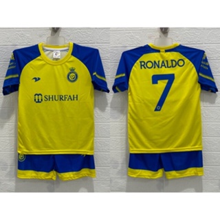 เสื้อกีฬาแขนสั้น ลายทีม Cristiano Ronaldos Al Nassr Jersey สําหรับเด็ก