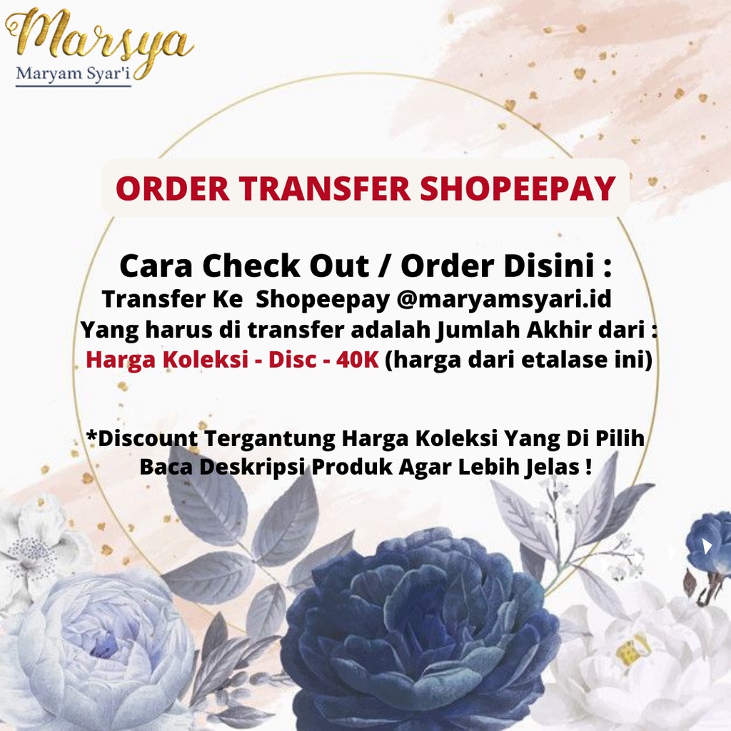 หน้าร้านสําหรับการสั่งซื้อที่จ่ายเงินผ่าน shopeepay @maryamsyari.id