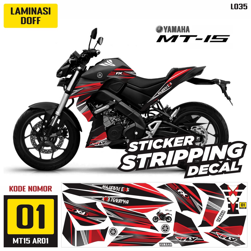 Yamaha MT15 2018 Striping Sticker, DOFF AR01 Variation