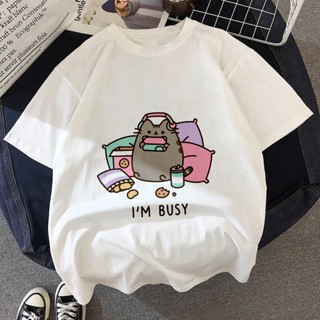 Kawaii Fat Cat T Shirt Women Summer Cute Fashion Short Sleeve T-shirt White Thin Section Hipster Tshirt Tops Clothi_07