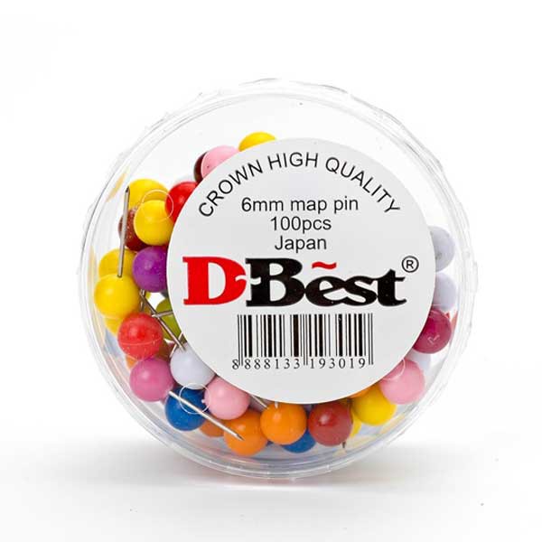 Map Pin colour Dbest 6mm 100 pcs