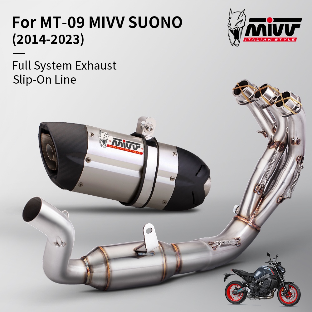 MIVV Devil Muffler Slip On สําหรับ Yamaha MT-09 MT09 FZ 09 2021 2022 2023 ระบบไอเสียรถจักรยานยนต์ดัด