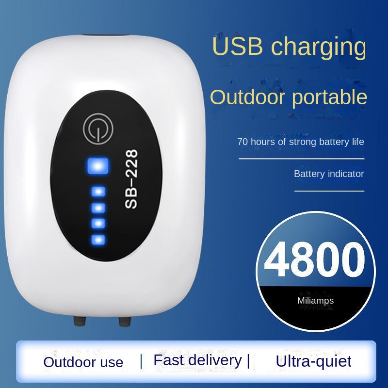 ปั๊มออกซิเจนลิเธียมชาร์จไฟได้ประมงคู่ใช้กลางแจ้ง USB ขนาดเล็กพลังงานพกพาปิดตัวเองปั๊มออกซิเจน ที่เงียบมาก