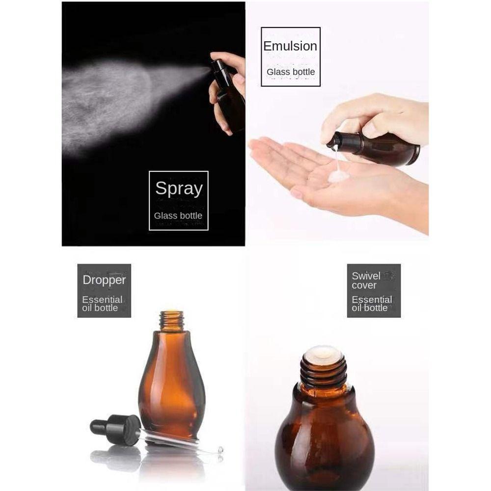 Lyndon ขวดน้ําหอม Aromatherapy Travel Lotion ขวดปั๊ม 10ml-100ml แก้ว Amber Essential Oil Dropper ขวด