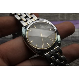 นาฬิกา Vintage มือสองญี่ปุ่น SEIKO LUCENT 5E21 6E60 ระบบ QUARTZ ผู้ชาย ทรงกลม กรอบเงิน หน้าเทา หน้าปัด 36mm