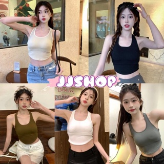 JJ shop 💜พร้อมส่ง เสื้อกล้ามทรงครอป มีฟองน้ำ ครึ่งตัวผ้านิ่มๆใส่สบาย "FY2026" -N