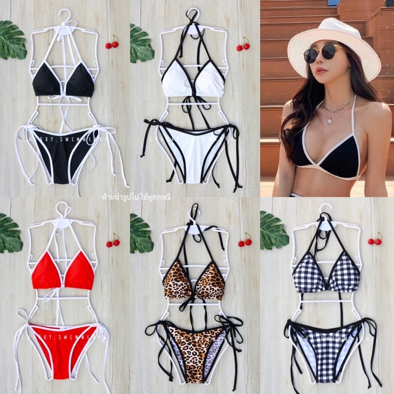 ชุดว่ายน้ำ บิกินี่แบบลายผูกหลัง ผูกคอ พร้อมส่ง by Cherry_swimwearr – โปรปัง