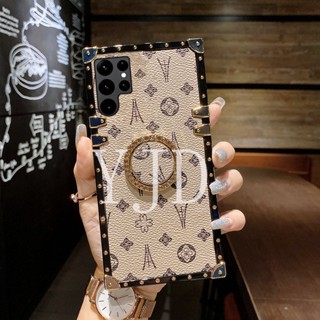 Yjd เคสโทรศัพท์มือถือ กันกระแทก ลายดอกไม้ ประดับเพชร พร้อมขาตั้ง สําหรับ Samsung S23 Ultra S23+