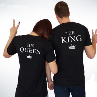 king queen couples t shirt crown printing lovers t-shirt couple clothes women tshirt ladies summer fashion tee shir_02