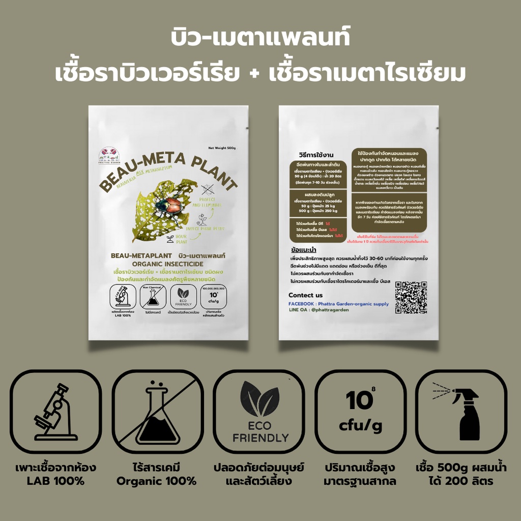 บิวเวอร์เรีย ผสม เมธาไรเซียม 1kg ราคาส่ง กำจัดแมลงศัตรูพืชทุกชนิด ออร์แกนิค ปลอดภัย รูปที่ 2