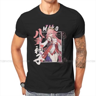 Yae Miko Genshin Impact T Shirt Classic Punk Large Crewneck TShirt Top sell  Harajuku Mens Tops_03