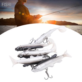 Fishi 5 pcs Soft Body Sinking Swimbait T หาง PVC Bass Lure เหยื่อปลาเทราท์สำหรับตกปลาน้ำจืดน้ำเค็ม