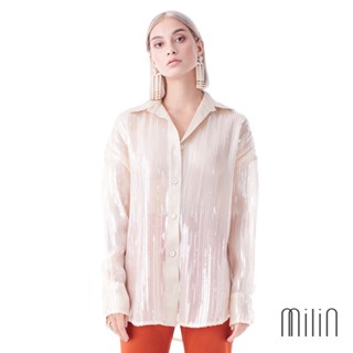 [MILIN] Aspen Top Sequin long sleeve shirt เสื้อเชิ้ตผ้าเลื่อมแขนยาว