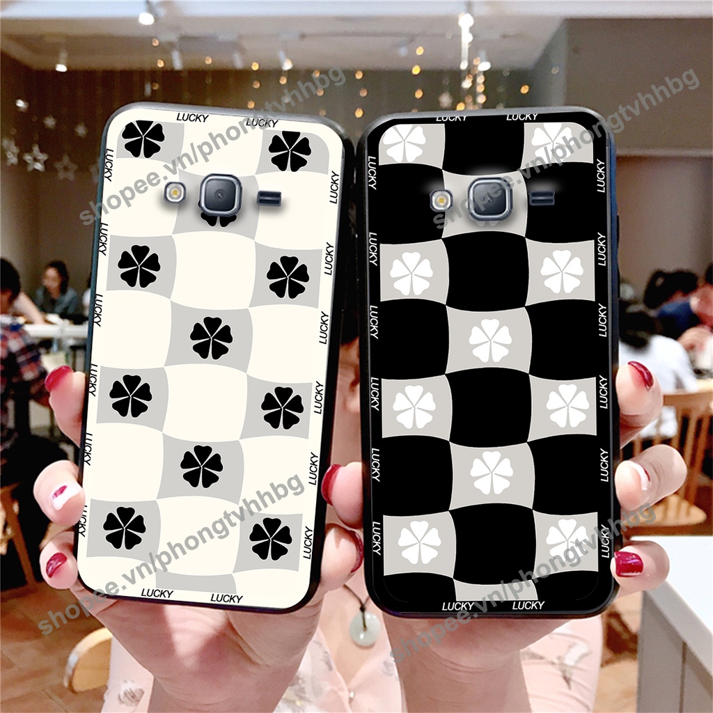 เคส Samsung J310 / J3 2016 / J5 2016 / J5 10 / J7 2016 / J710 ลายดอกไม้ขาวดําลายตารางหมากรุก น่ารักม