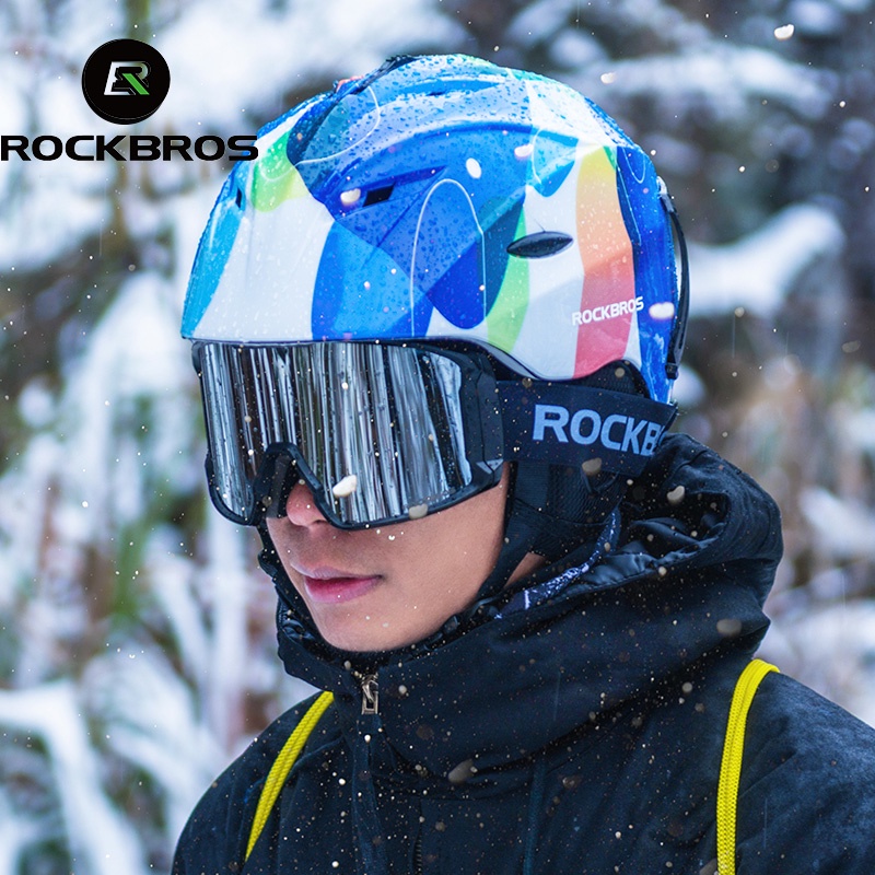 【TH Delivery】ROCKBROS แว่นตาสกี สองชั้น ป้องกันหมอก แว่นตาสกี ผู้ใหญ่ หมวกกันน็อค อุปกรณ์ขี่สกีเย็น