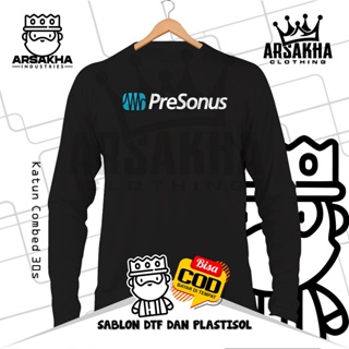 Presonus เสื้อยืดแขนยาว ผ้าฝ้าย ลายระบบเสียง Distro Combed 30S Arsakha