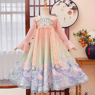 หญิง Hanfu Chinoiserie แต่งตัวสาวลมโบราณเด็กเสื้อผ้าโบราณฤดูร้อน