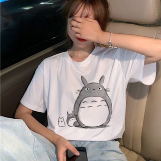 totoro womens Short-Sleeved tshirt plus size Splicing Cotton tshirt_12