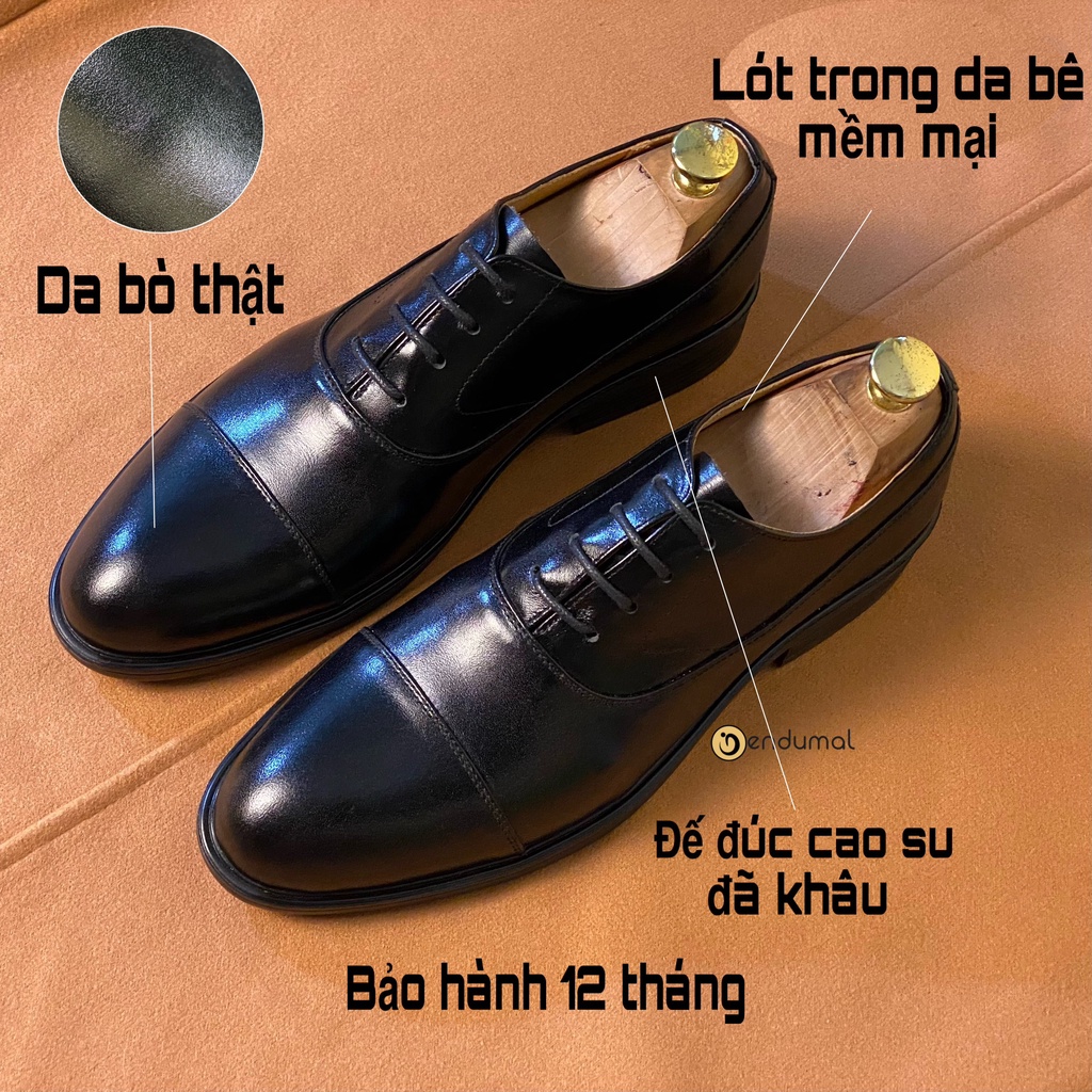 รองเท้า Oxford Cap Toe สําหรับผู้ชายหนังวัวแท้, รองเท้า Oxford Western สําหรับผู้ชาย - ENDUMAL