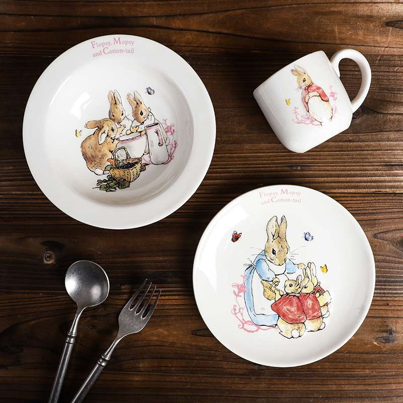 [พร้อมส่ง] จานชามเซรามิค ลาย Peter Rabbit สําหรับใส่อาหารเช้า