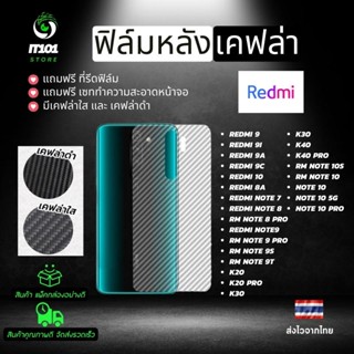 ฟิล์มหลังเคฟล่า รุ่น Redmi 9T, Redmi 9A, Redmi 9C, Redmi 10, Redmi Note 8, Redmi Note 10 Pro, Redmi note 9 Pro, Note 9s