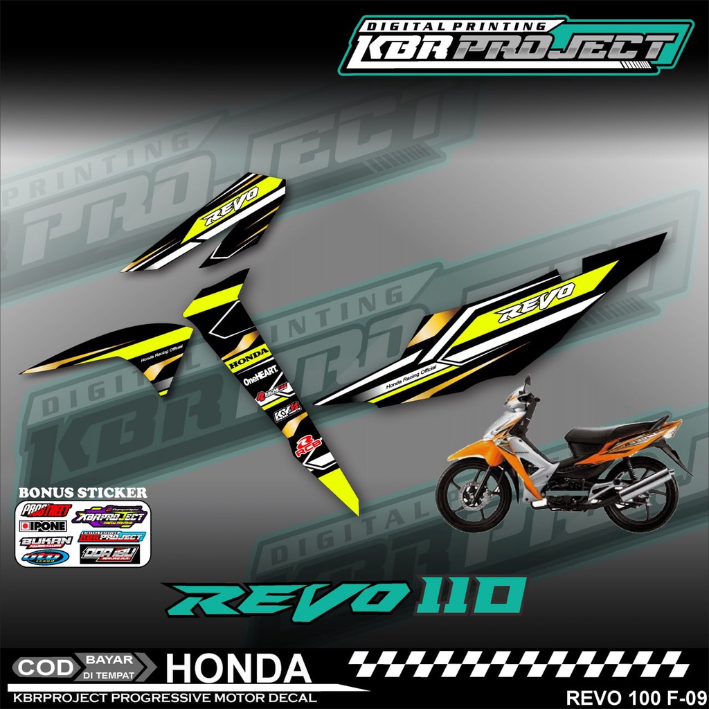 REVO 110 Striping สติ๊กเกอร์, HONDA Motorcycle Sticker Variations, Racing Design F-09