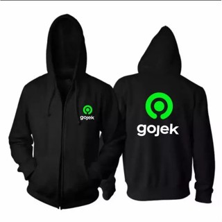 Gojek เสื้อแจ็กเก็ต มีฮู้ด ผ้าฝ้าย มีซิป ลาย FLEECE สําหรับผู้ชาย ผู้หญิง