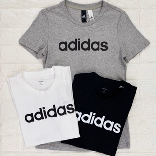 Guaranteed adidas Short Sleeve Top Cotton T-Shirt Women ESSENTIAL LINEAR Slim-Fit Breathable Black White Gray_11