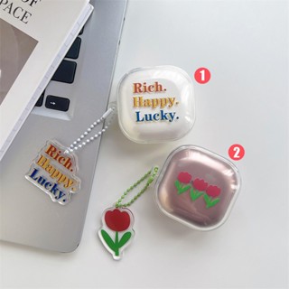 ใหม่ เคสหูฟัง TPU แบบใส สําหรับ Samsung Galaxy Buds2 Pro Live【Rich./มีความสุข./โชคดี.】เคสป้องกัน แบบเต็มวงกลม พร้อมจี้ สําหรับ Galaxy Buds Cover