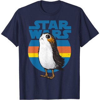 เสื้อยืด พิมพ์ลายกราฟิกโลโก้ Star Wars Last Jedi Porg สไตล์เรโทร_04