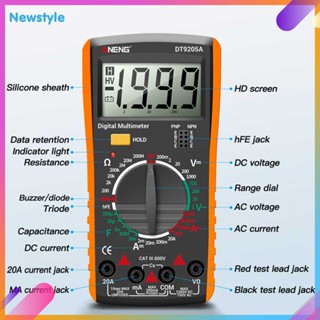 ❀su❀DT9205A มัลติมิเตอร์แบบดิจิตอล AC DC Voltmeter Ammeter Tester Meter (สีส้ม)