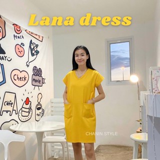 [Chanin.style🍉]-Lana dress เดรสทรงเกาหลีน่ารัก คอวี ผ้าร่องเกรดดี ผ้ายืดฟรีไซซ์