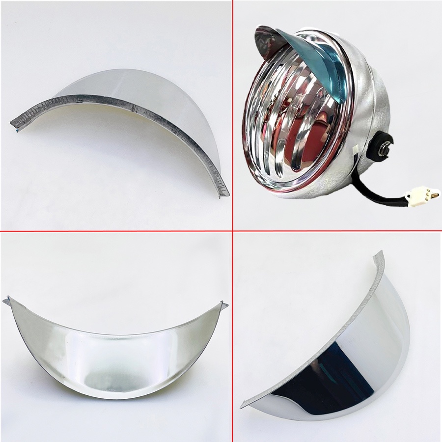 1pc Universal โลหะ Chrome อุปกรณ์เสริมรถจักรยานยนต์ไฟหน้า Visor สกู๊ตเตอร์ Moped ด้านหน้าโคมไฟกันฝนสําหรับ Vespa BSA Honda