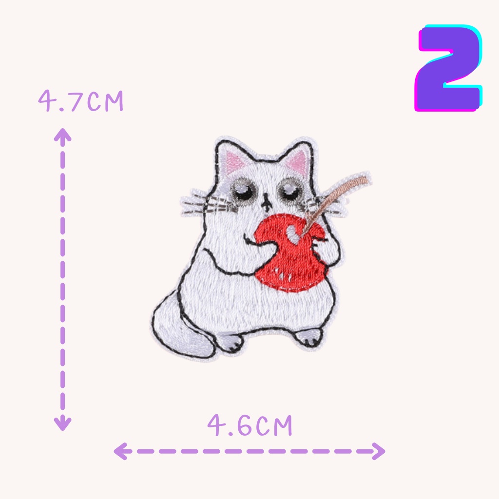 😄10บาททุกชิ้น😄ตัวรีดติดเสื้อ UC67 DIY:อาร์มติดเสื้อ ลายแมวสีขาว แมวคู่ ใช้เตารีดรีดติดลงผ้าได้เลยค่ะ - รูปที่ 2