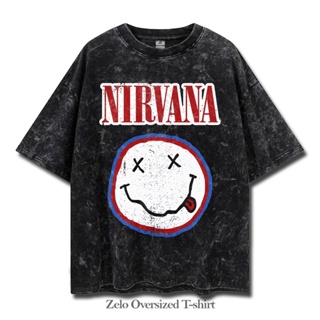เสื้อยืด โอเวอร์ไซซ์ พิมพ์ลายหน้ายิ้ม Nirvana Smile