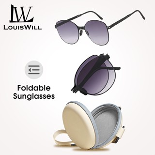 Louiswill แว่นกันแดด กรอบอัลลอย พับได้ ขนาดใหญ่ เบาพิเศษ UV400 สําหรับผู้หญิง