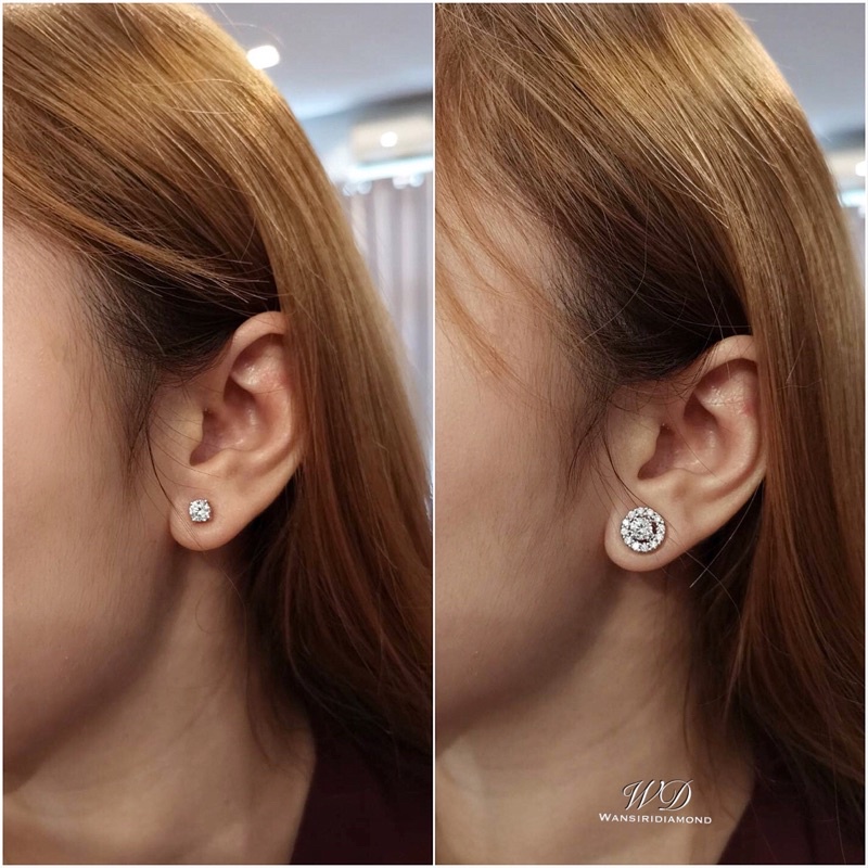 💎ต่างหูกลม 50 ตังเพชรล้อม(ถอดล้อมออกได้) เพชรสังเคราะห์เหลี่ยมH&A โรงงานทำเพชรแท้นำเข้าเพชรเอง📍ประมาณ2วันจัดส่งได้เลยค่ะ