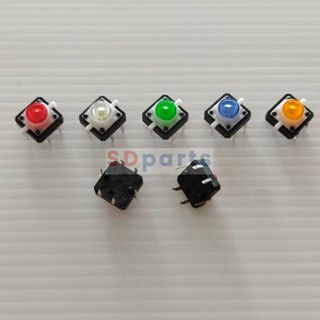 สวิทช์ Tact Switch ปุ่มกด LED กดติด-ปล่อยดับ DIP Push Button Switch #DIP 6 ขา 12x12x7.3mm มีไฟ (1 ตัว)