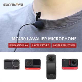 Sunnylife Lavalier Microphone Clip-on Lav Mini Mic Video Recording Living Performance for Insta360 X3/ ONE RS/ Action 3