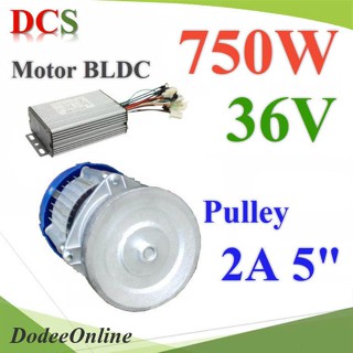 .มอเตอร์บลัสเลส DC 36V 750W ติดตั้งมู่เล่ย์ 5 นิ้ว 2 ร่อง A พร้อมกล่องคอนโทรล BLDC Motor รุ่น BLDC-750W-