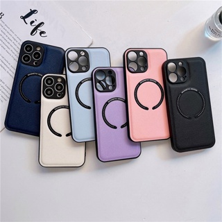 Leather Wireless charge เคส iPhone 14 Pro Max Cover Lens protect เคสไอโฟน iPhone14 เคสโทรศัพท์ แบบนุ่ม iPhone 13 Pro Max Soft Phone Case