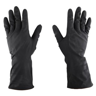 RUBBER ถุงมือยาง ตราม้า สีดำ Size LRUBBER GLOVES HORSE BRAND LARGE BLACK