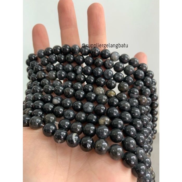 BLACK TOURMALINE วัสดุหินอาเกต TOURMALINE ธรรมชาติ 8 มม. BLACK TOURMALINE