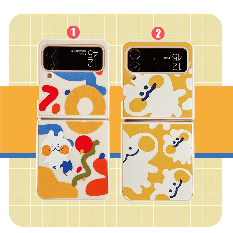 ใหม่ เคสโทรศัพท์มือถือ TPU และ PC กันกระแทก ลายกระต่ายน่ารัก สําหรับ Samsung Galaxy Z Flip4 3 5G Galaxy Z