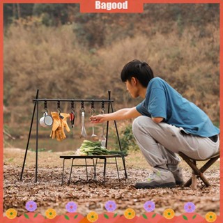 ♪Bagood♪In Stock  กลางแจ้ง แคมป์ปิ้ง ชั้นวางของแบบแขวนเครื่องครัวหม้อกระทะชั้นเก็บของตะขอแขวน